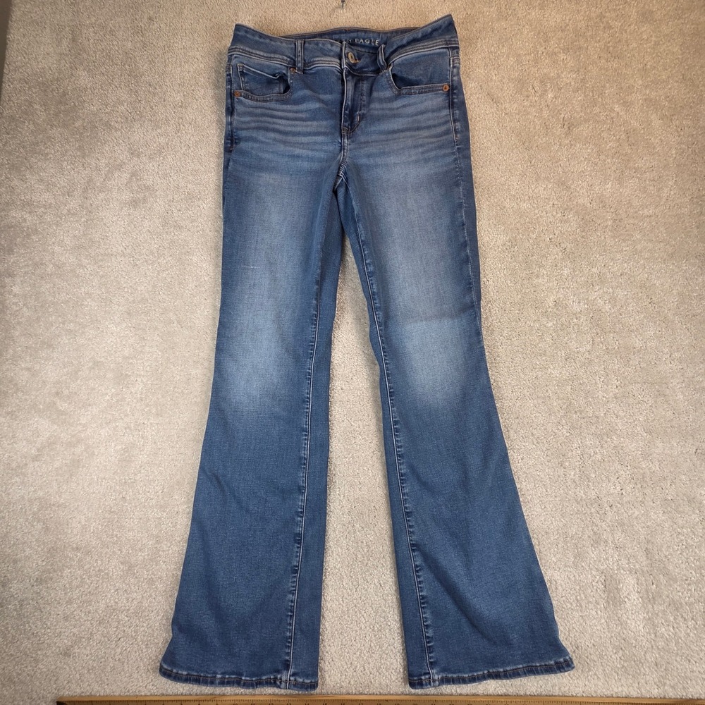 American Eagle Kick Boot Jeans Medium Wash Next Level Stretch Size 8 Regular
